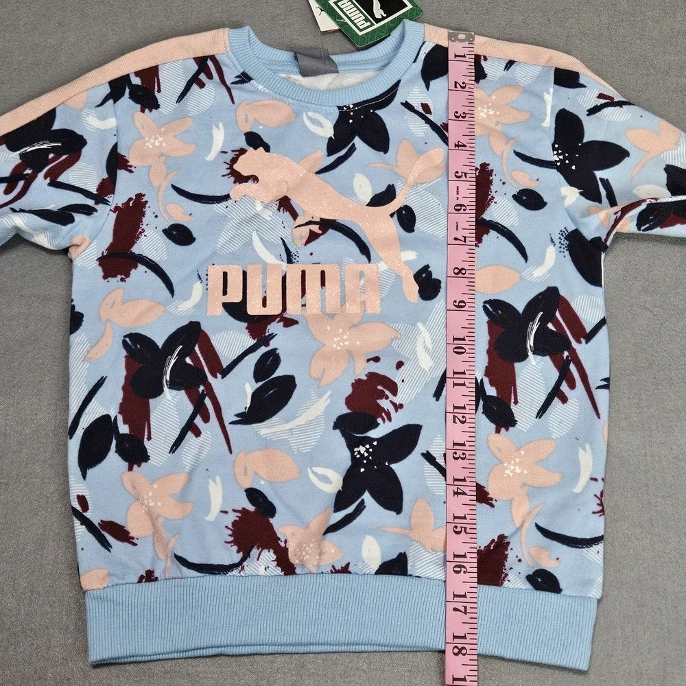 Puma Track Suit Girls Sz 6 Two Piece Outfit Set Pink Blue Glitter Spellout‎
